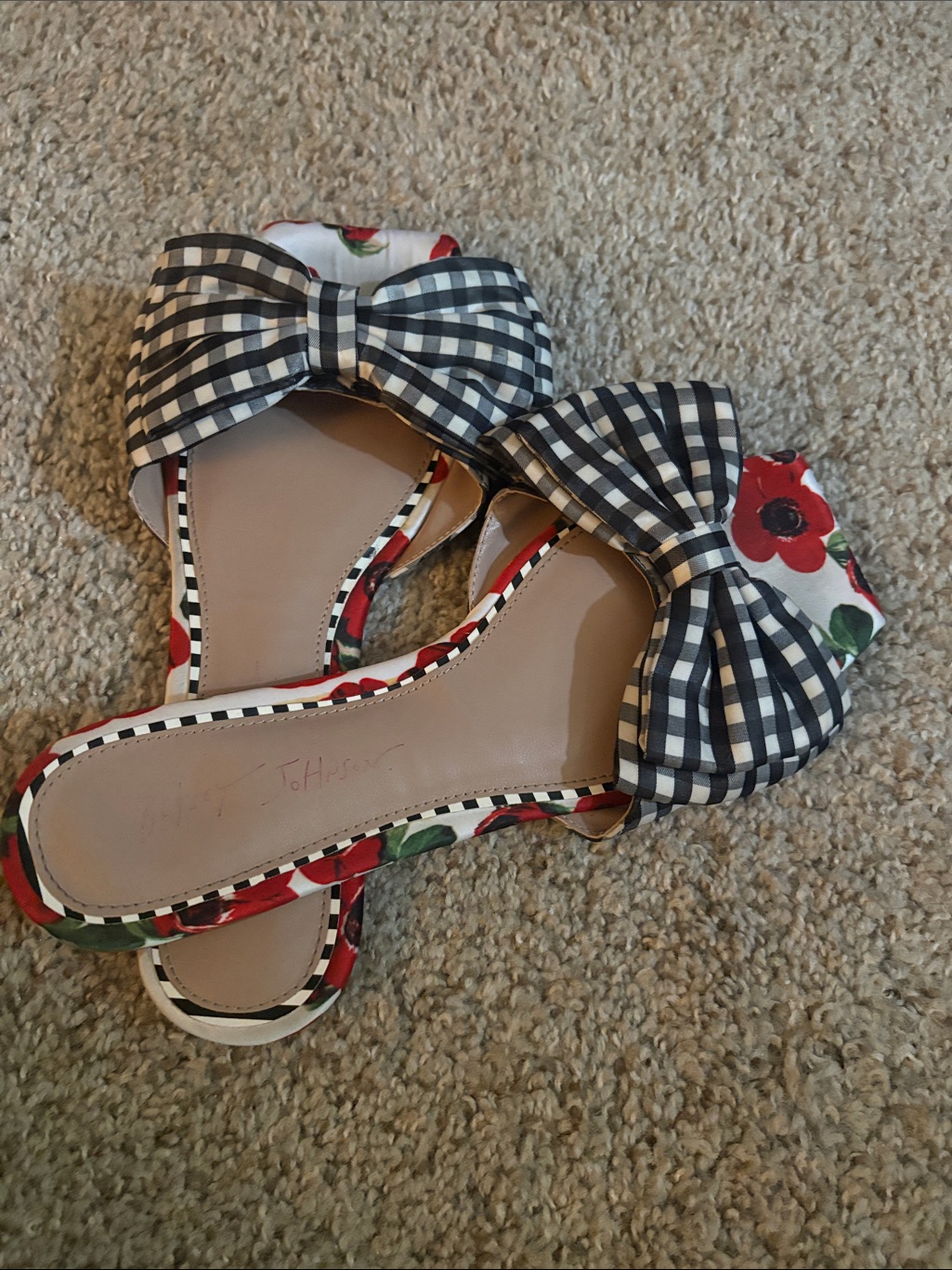 Floral & Gingham Bow Betsey Johnson Slide Sandals